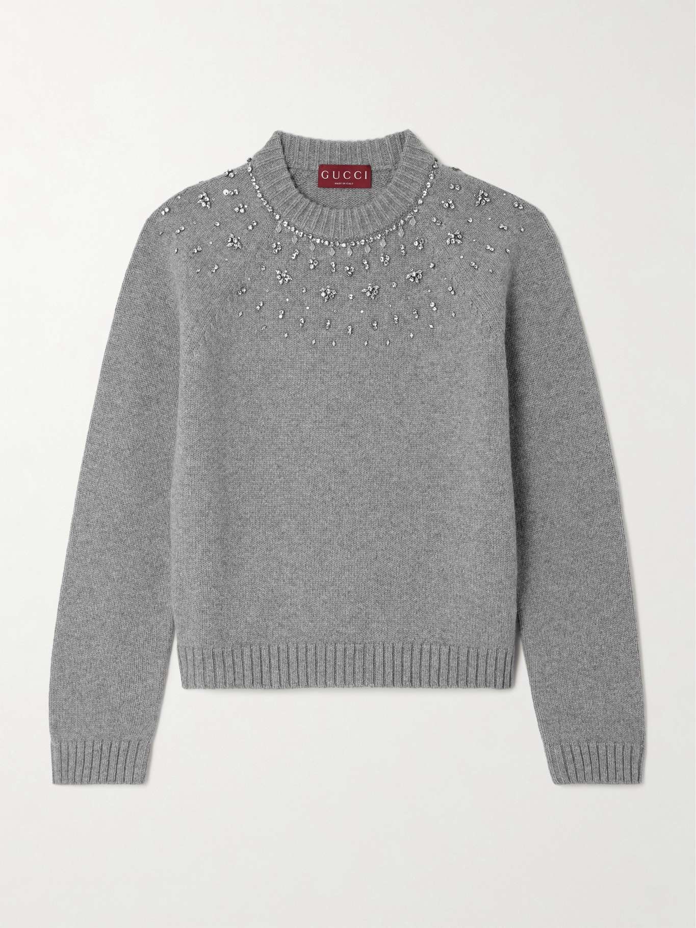 Crystal-embellished wool and cashmere-blend sweater - 1