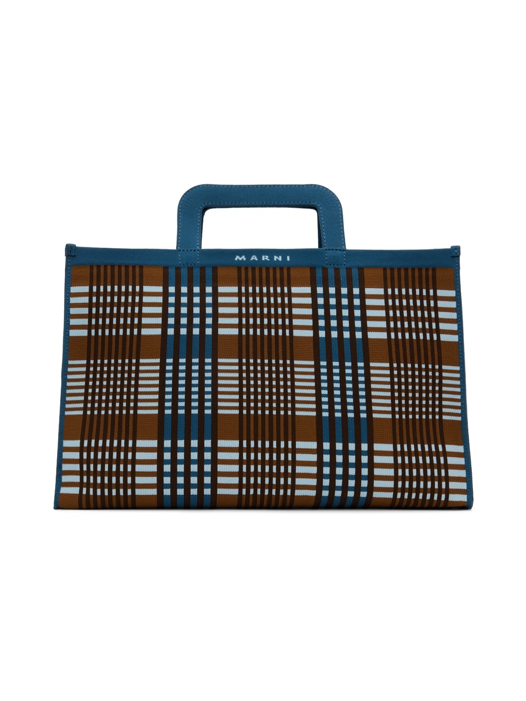 Blue & Brown Knit Briefcase - 1