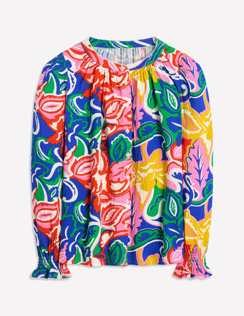 Evie Double Cloth Top-Multi, Foliage Twirl 1