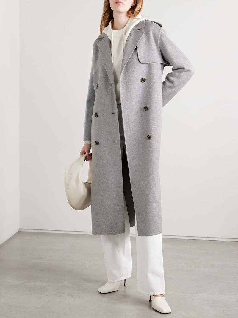 Theory Double-breasted wool and cashmere-blend felt coat Gray outlook