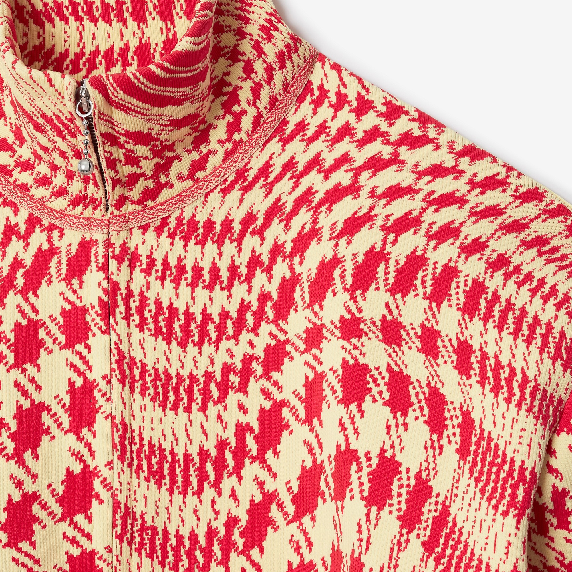 Warped Houndstooth Nylon Blend Track Jacket - 6
