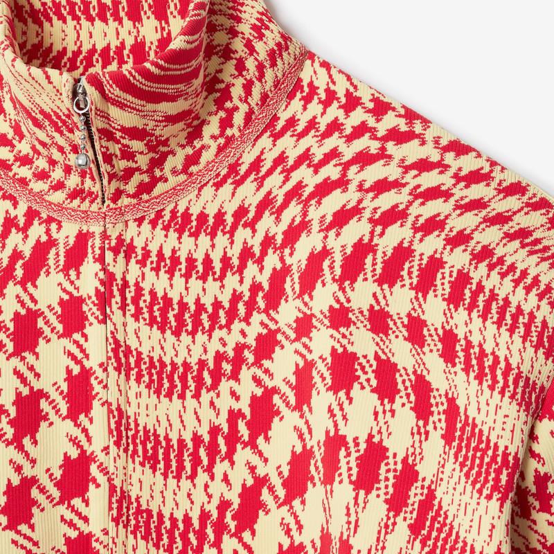 Warped Houndstooth Nylon Blend Track Jacket 6