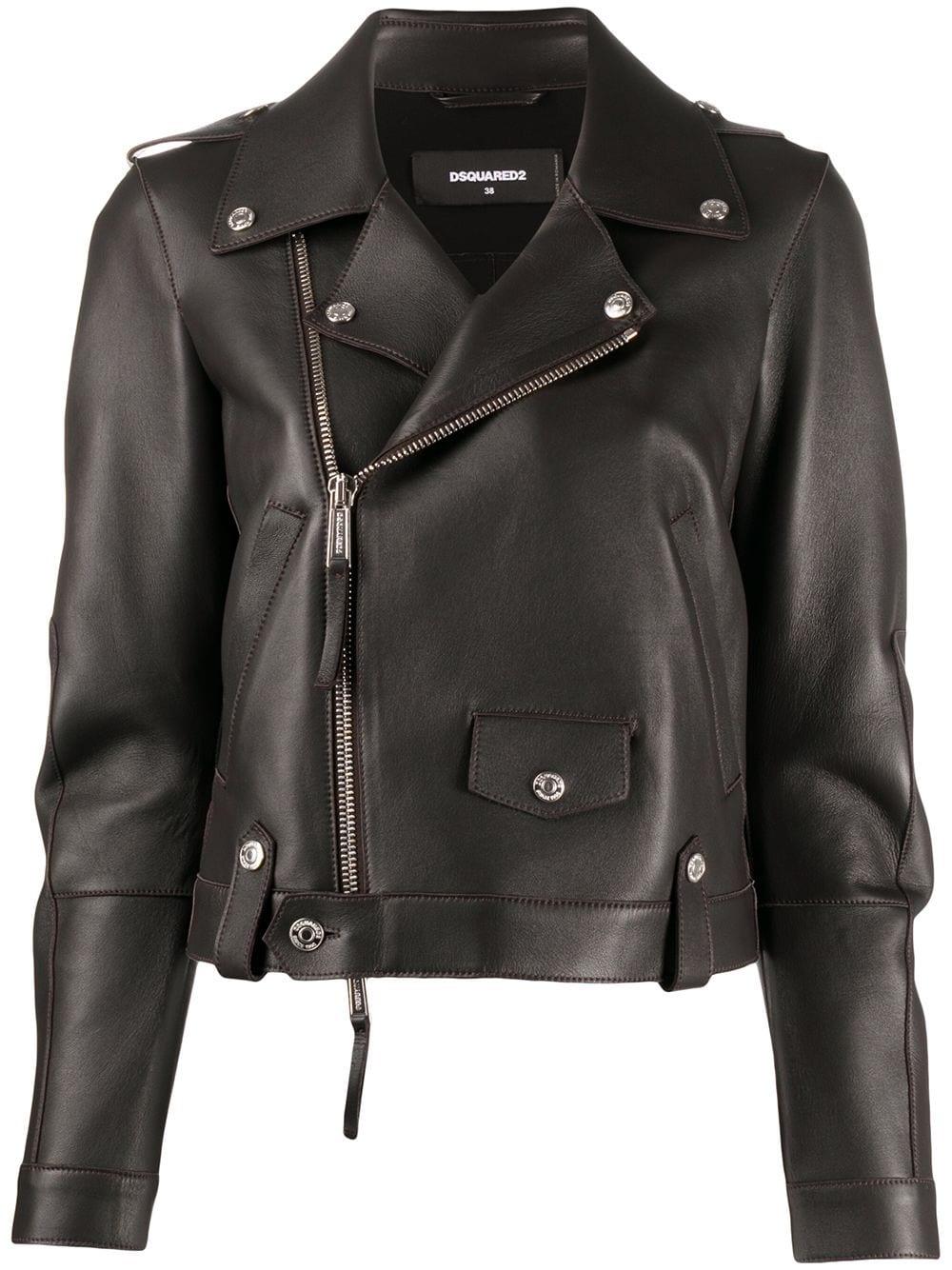 cropped biker jacket - 1