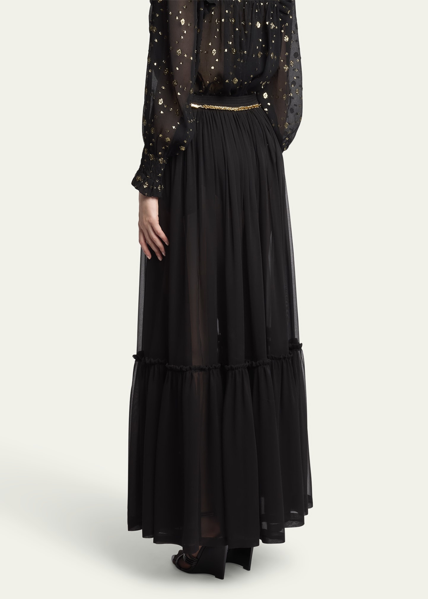 Tiered Sheer Maxi Skirt - 3