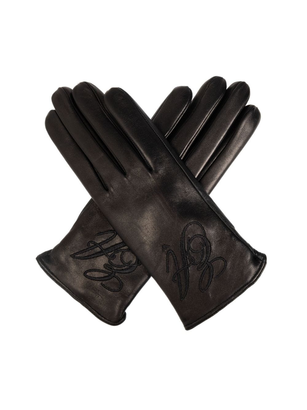 logo-embroidered gloves - 4