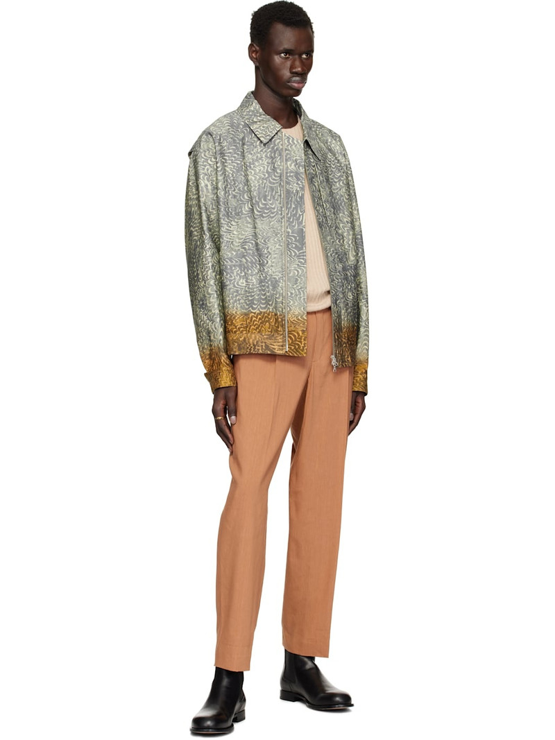 Dries Van Noten Gray & Tan Printed Cotton Jacket outlook