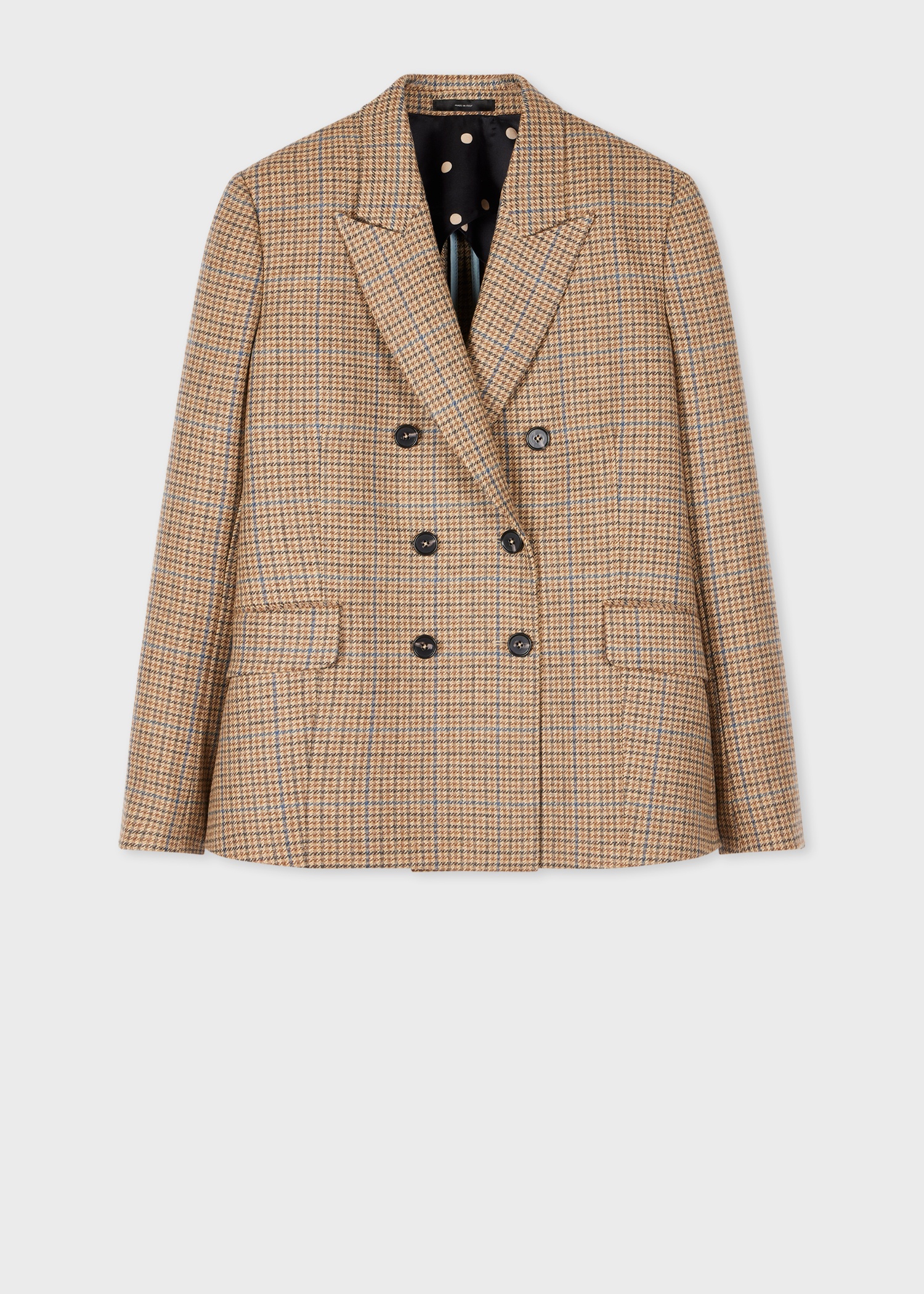 Women's Camel Lovat Tweed Double-Breasted Blazer - 1