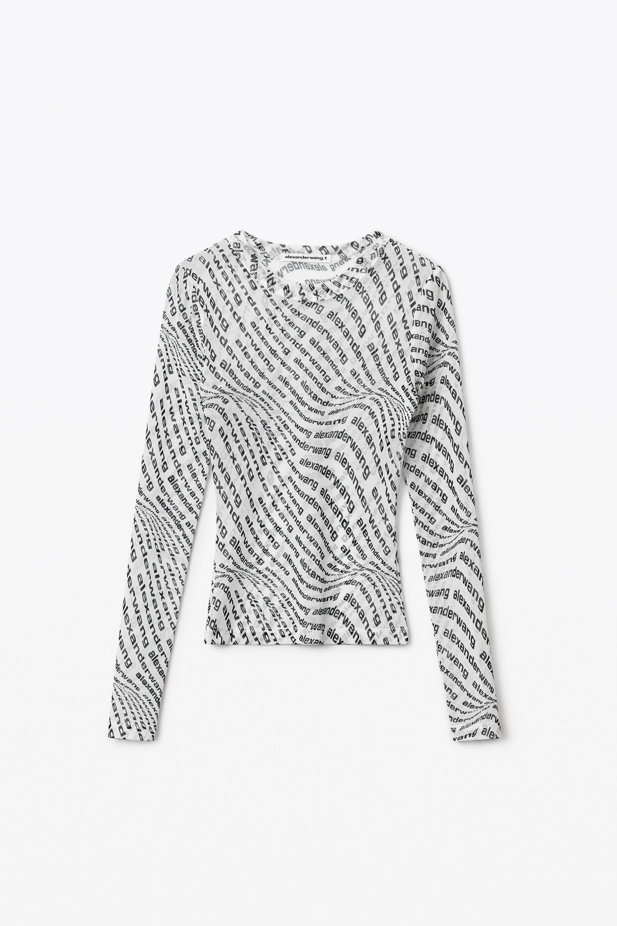 LONG-SLEEVE TOP IN STRETCH LOGO MESH - 1