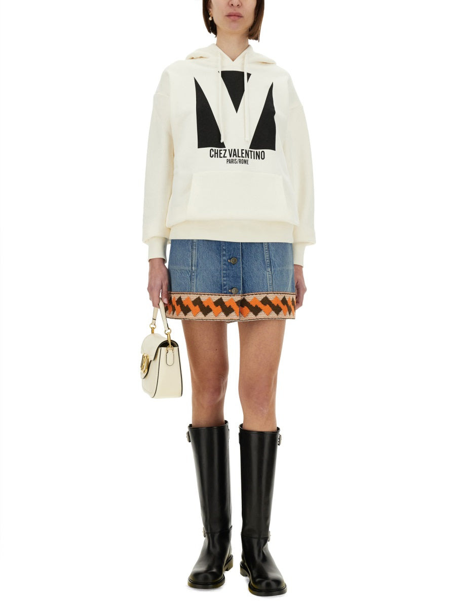 Valentino Women Cotton Hoodie With Print - 2
