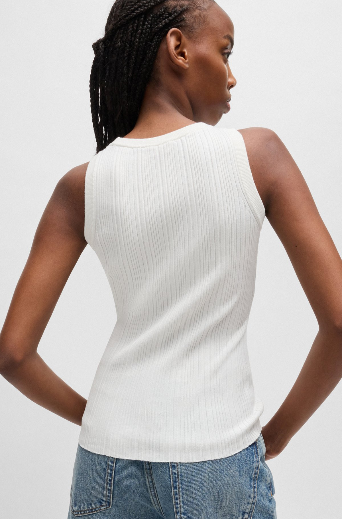 SLIM-FIT SLEEVELESS TOP WITH IRREGULAR RIBBED STRUCTURE - 4