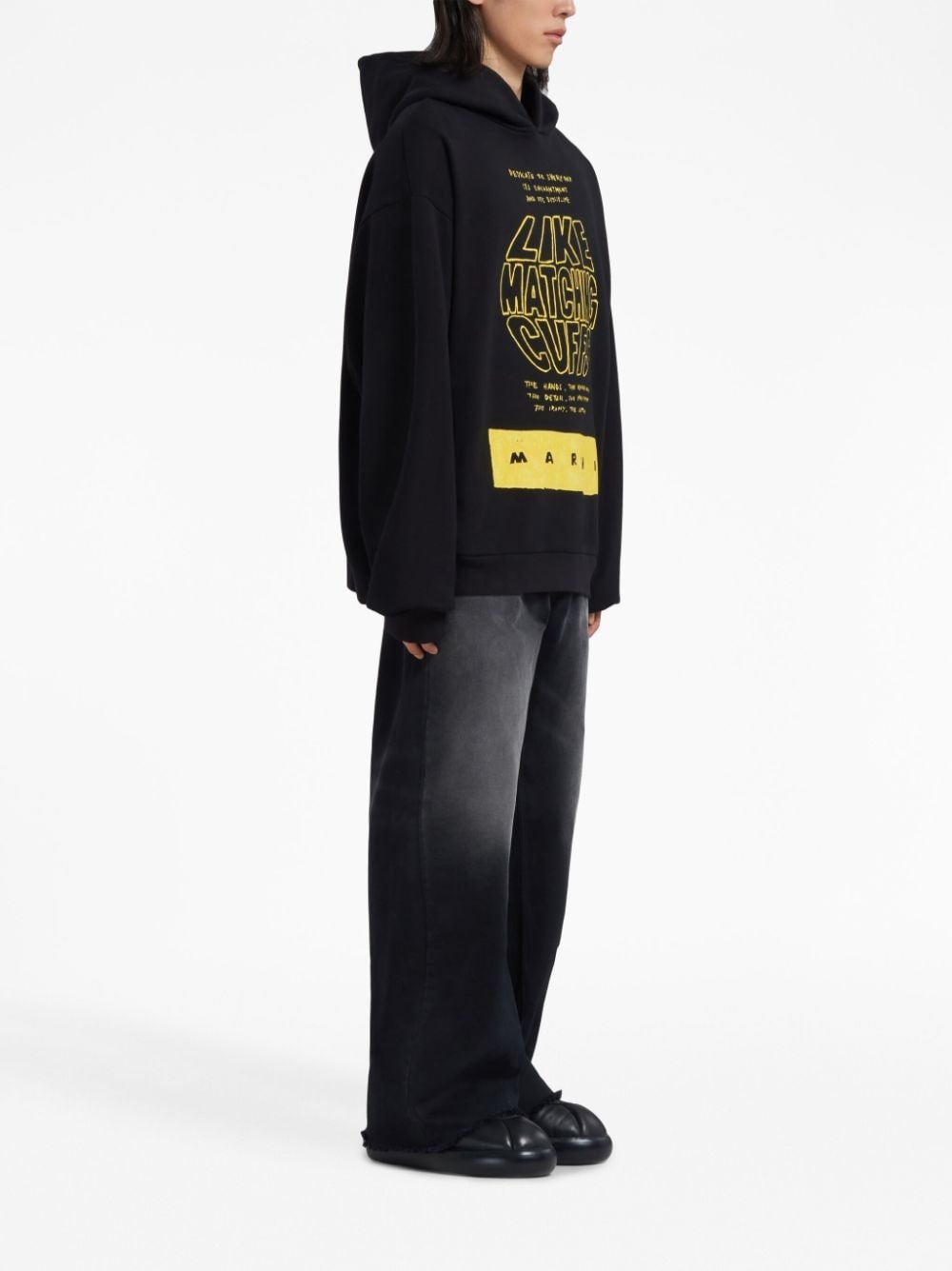 slogan-print cotton hoodie - 2