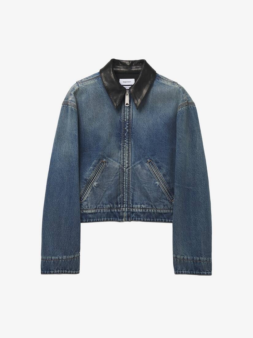 Contrast Collar Denim Jacket - 1