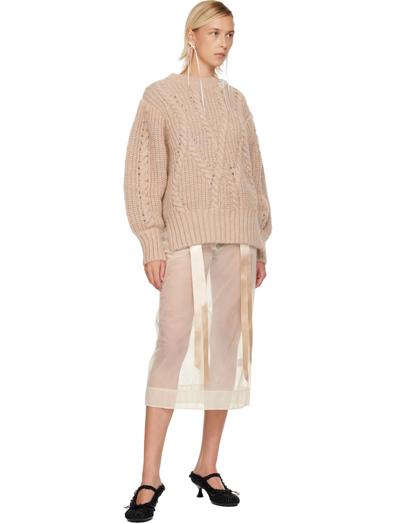 Simone Rocha Pink Embellished Puff Sleeve Chunky Knit Sweater outlook