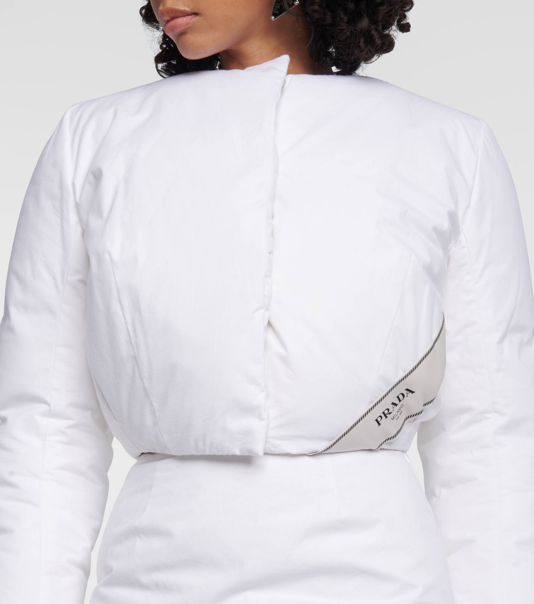 Cropped cotton down jacket - 4