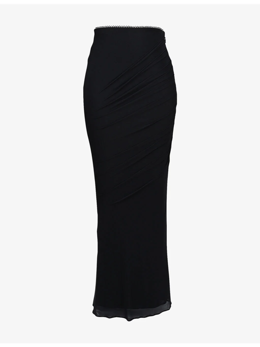 Cassidy Fluted-Hem Mesh Maxi Skirt - 1