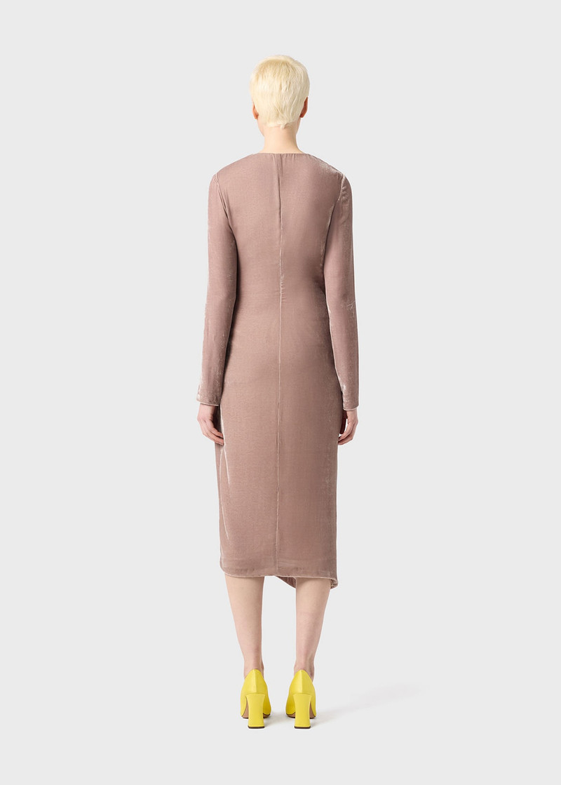 MIDI DRESS IN HAMMERED VELVET WITH FLOWER 4