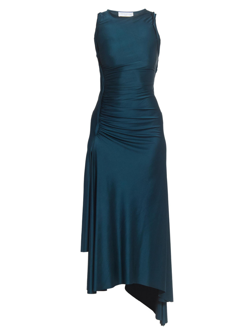 Women's Twist-Detail Satin Midi-Dress - Dark Teal 1