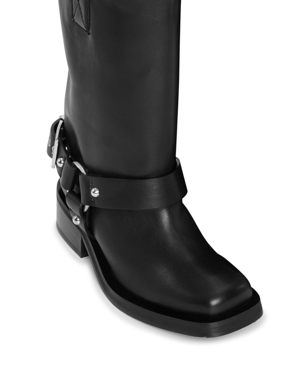 buckle-strap leather biker boots - 3