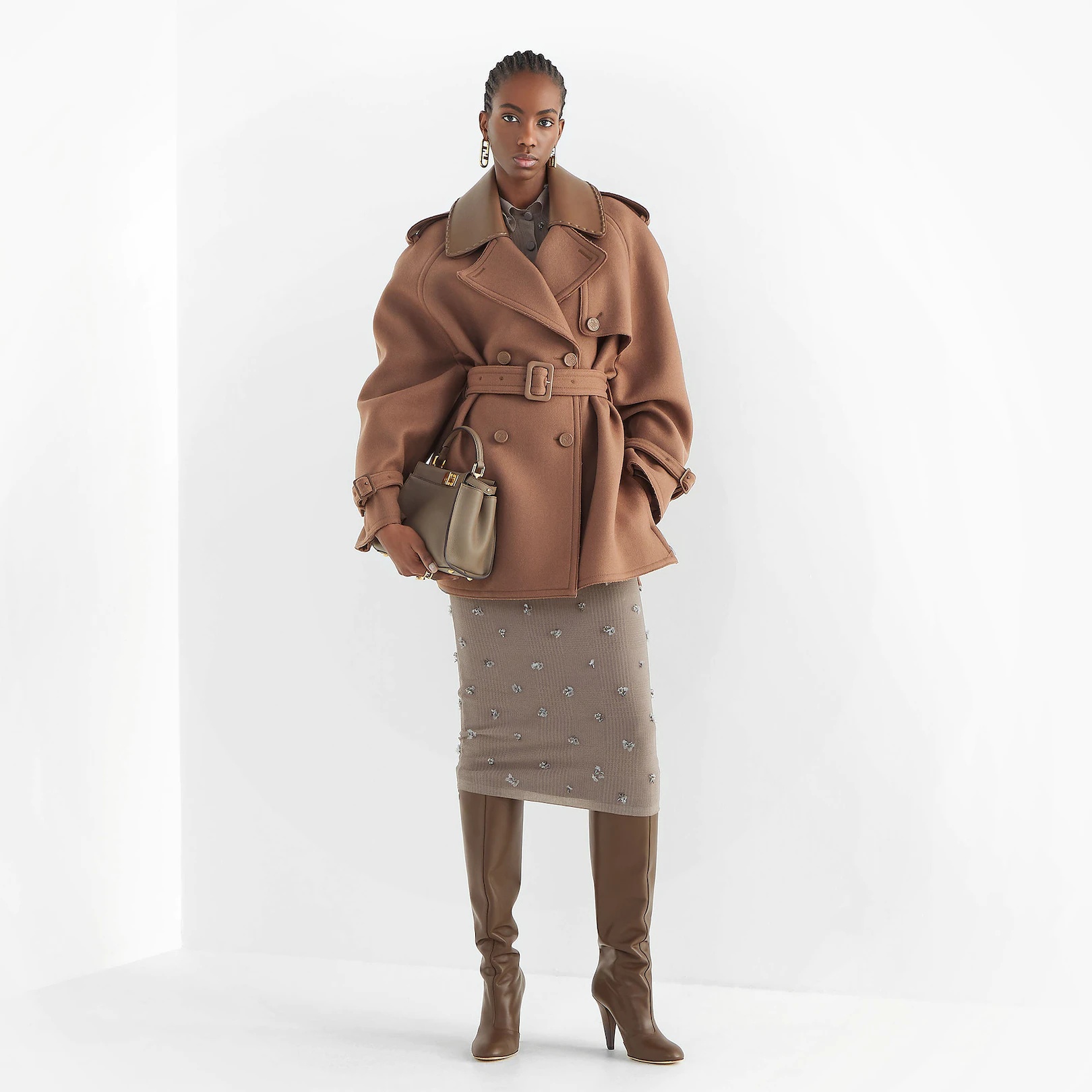 Brown wool trench coat - 4