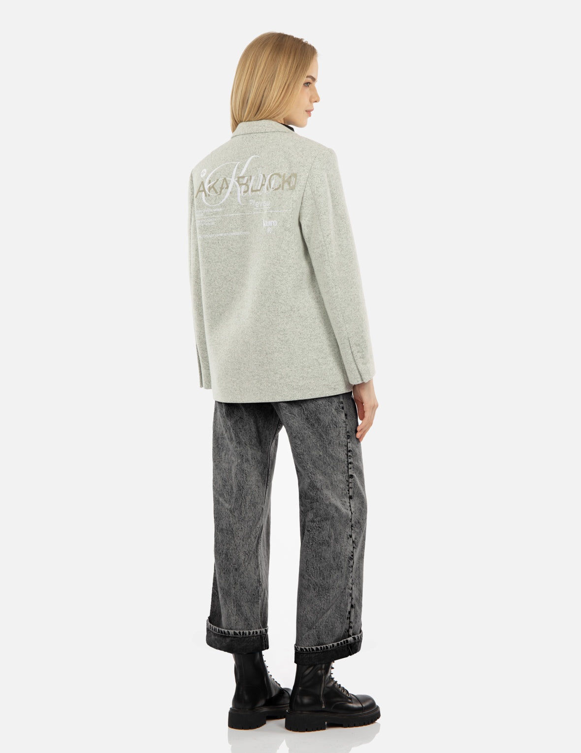 Logo Embroidery Wool Blend Blazer - 3