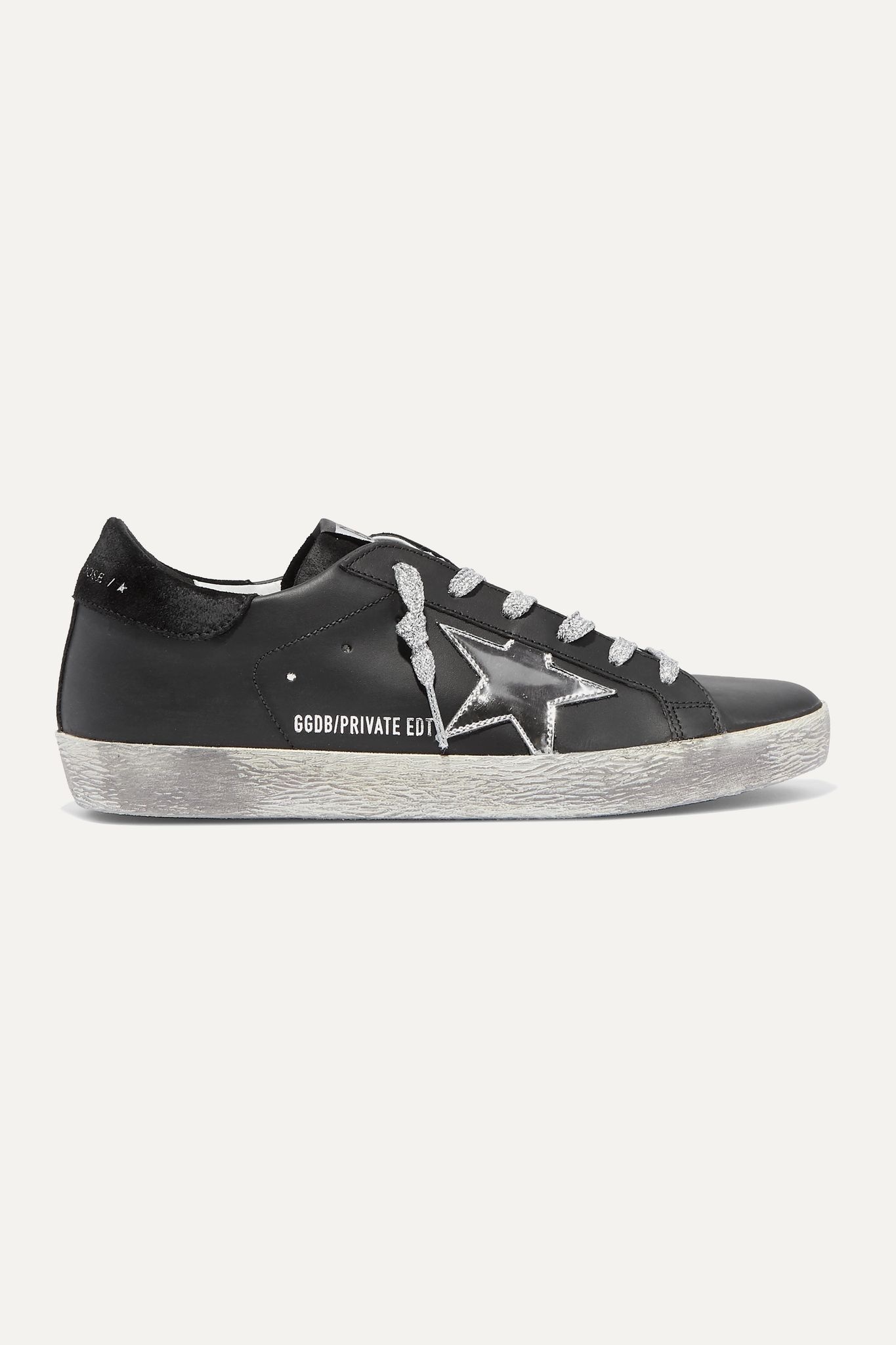 Superstar distressed leather and suede  sneakers - 1