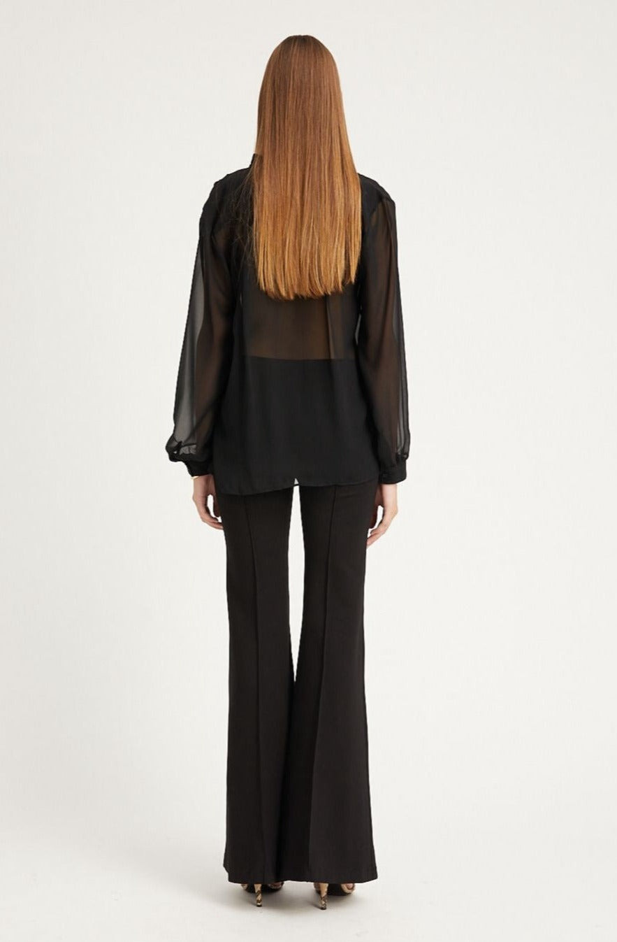 BLACK CASANOVA ULTRA FLARE PINTUCK PANTS - 5