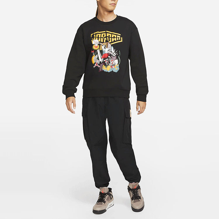 Men's Air Jordan DNA Funny Printing Athleisure Casual Sports Fleece Pullover Black DC9616-010 - 4