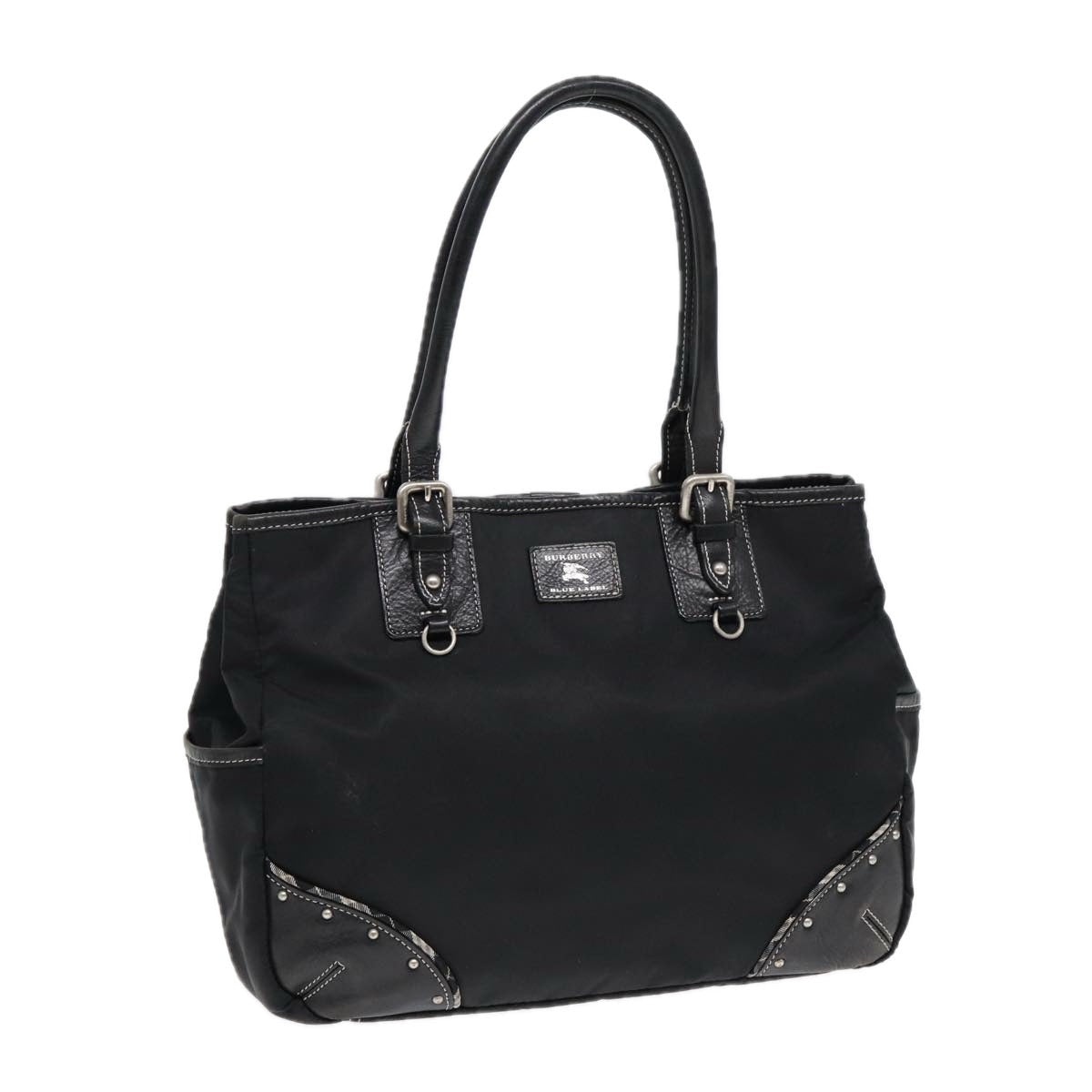 Burberry Burberry Blue Label Tote Bag Nylon Black Silver 