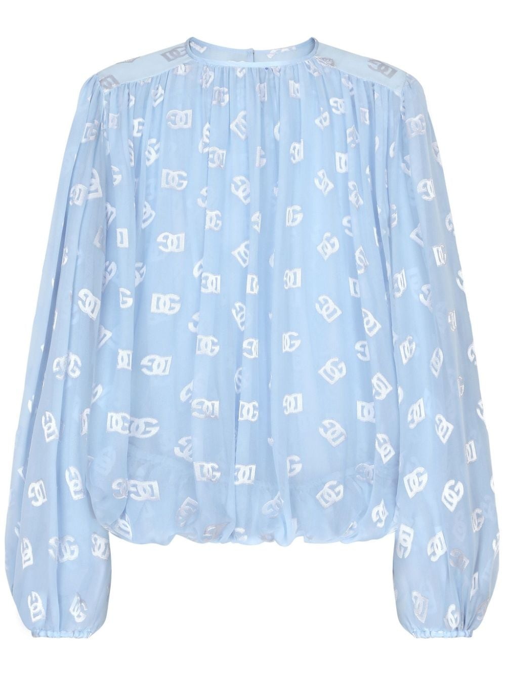 monogram-jacquard semi-sheer blouse - 1