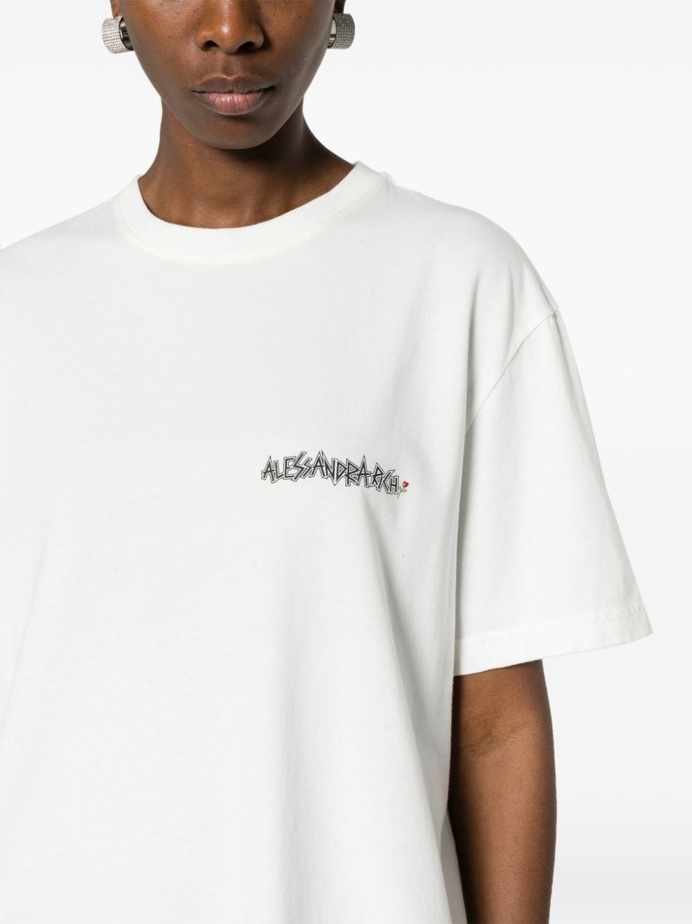 crystal-embellished graphic-print T-shirt - 5