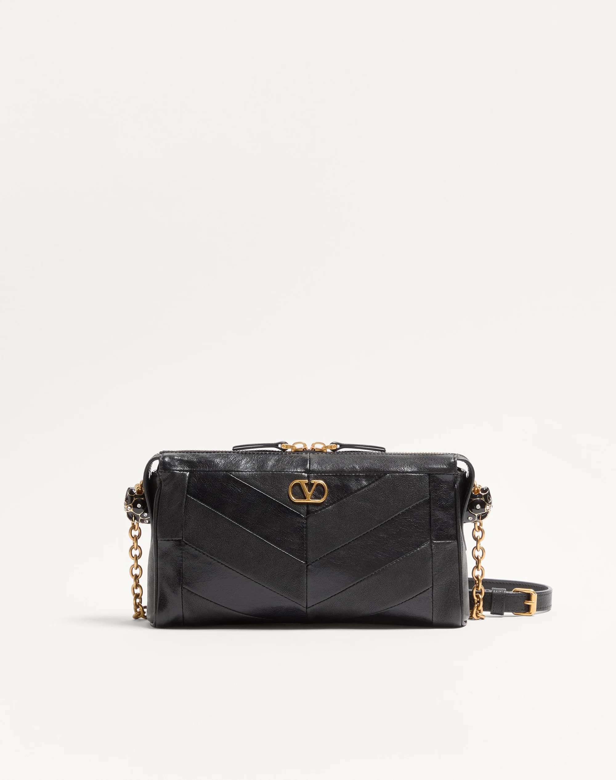 VALENTINO GARAVANI PANTHEA SMALL SHOULDER BAG IN NAPPA LEATHER WITH A CHEVRON PATTERN - 1