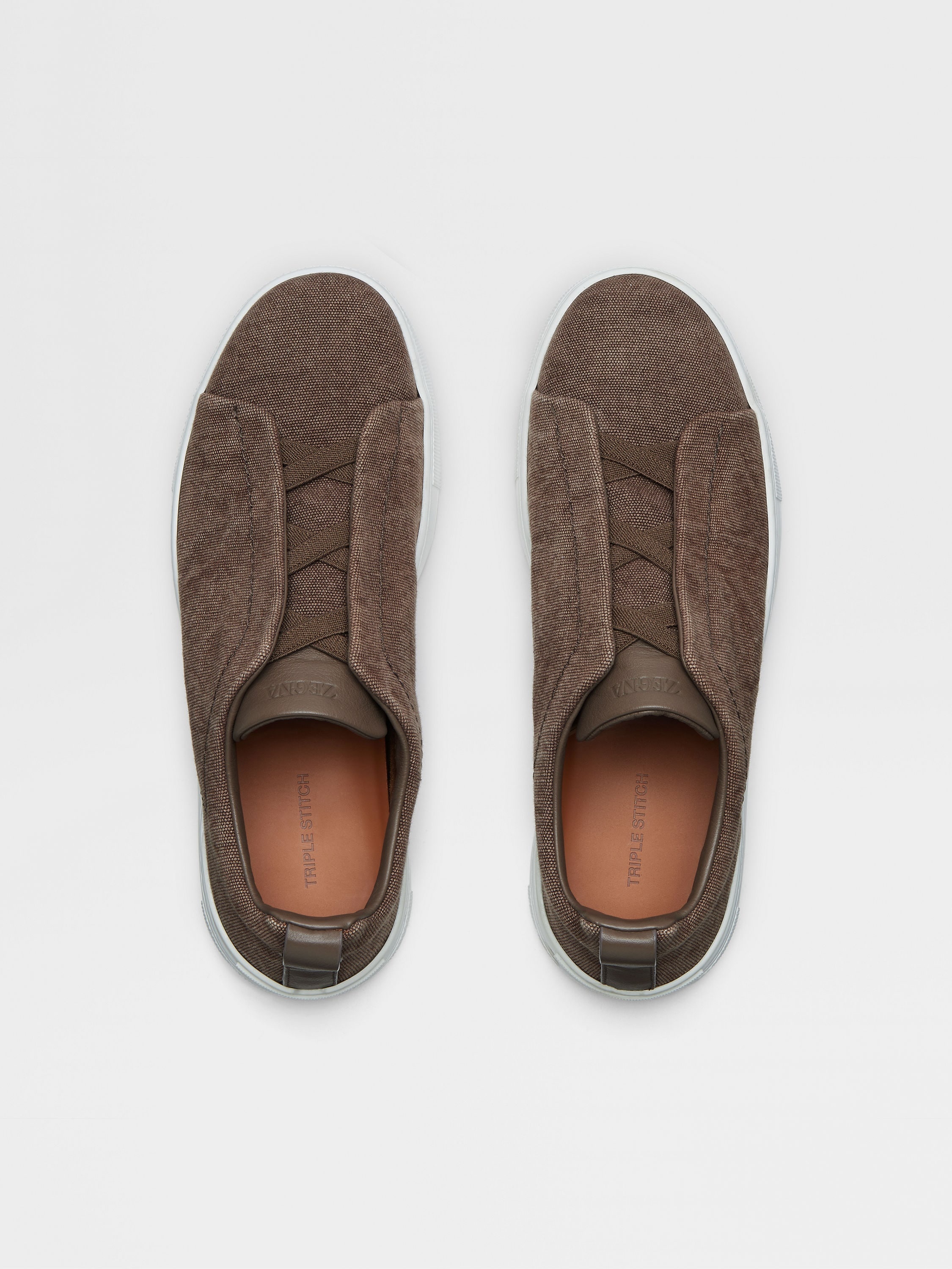 DARK BROWN CANVAS TRIPLE STITCH™ LOW TOP SNEAKERS - 3