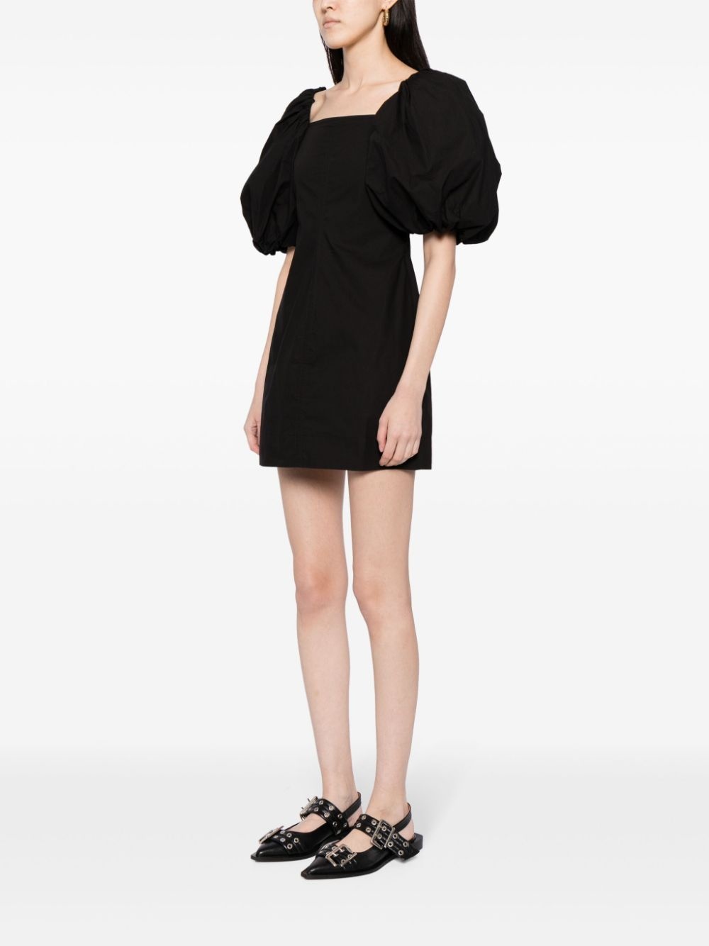 poplin-texture organic-cotton minidress - 3