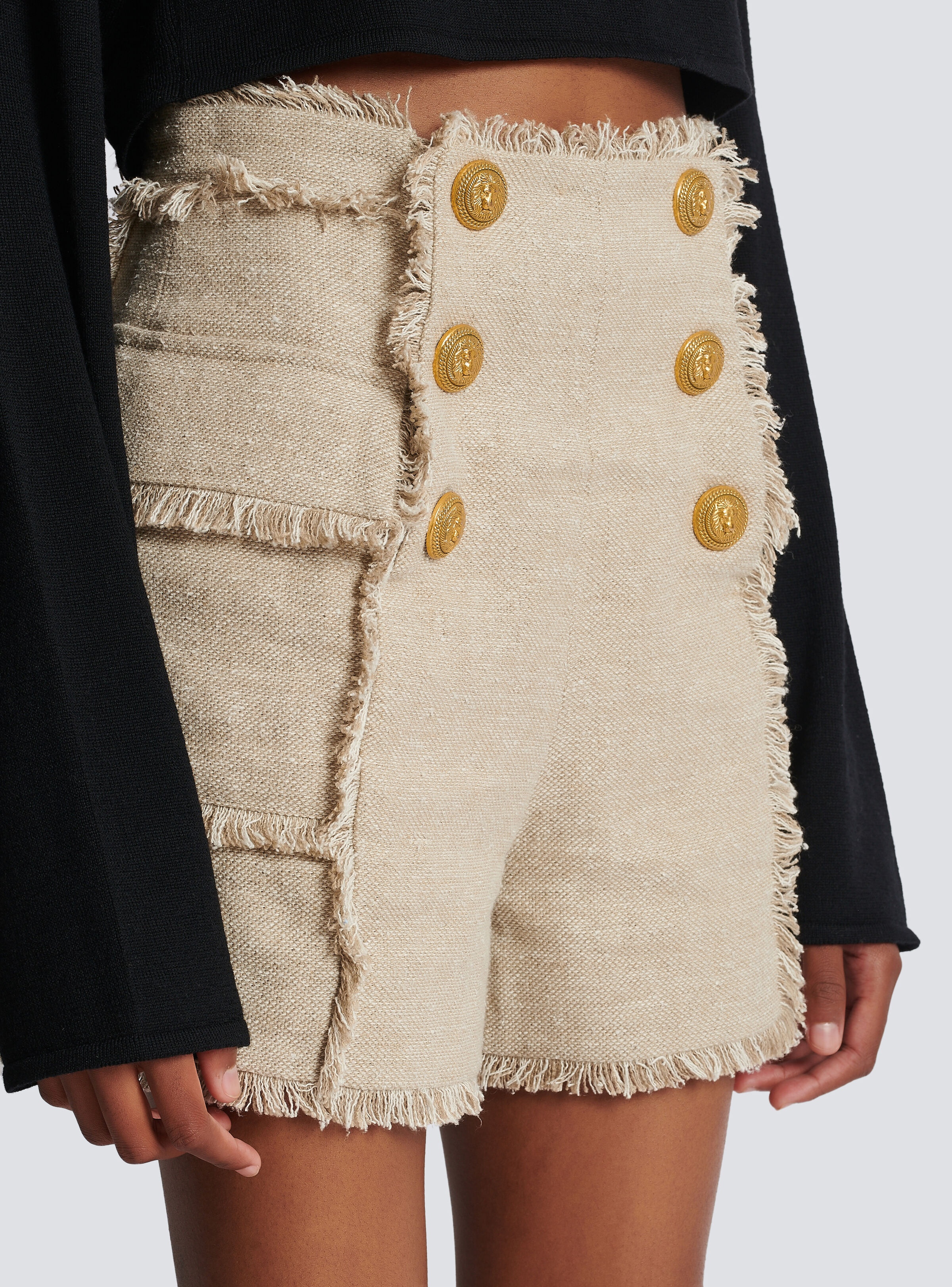 Fringed linen sailor shorts - 7