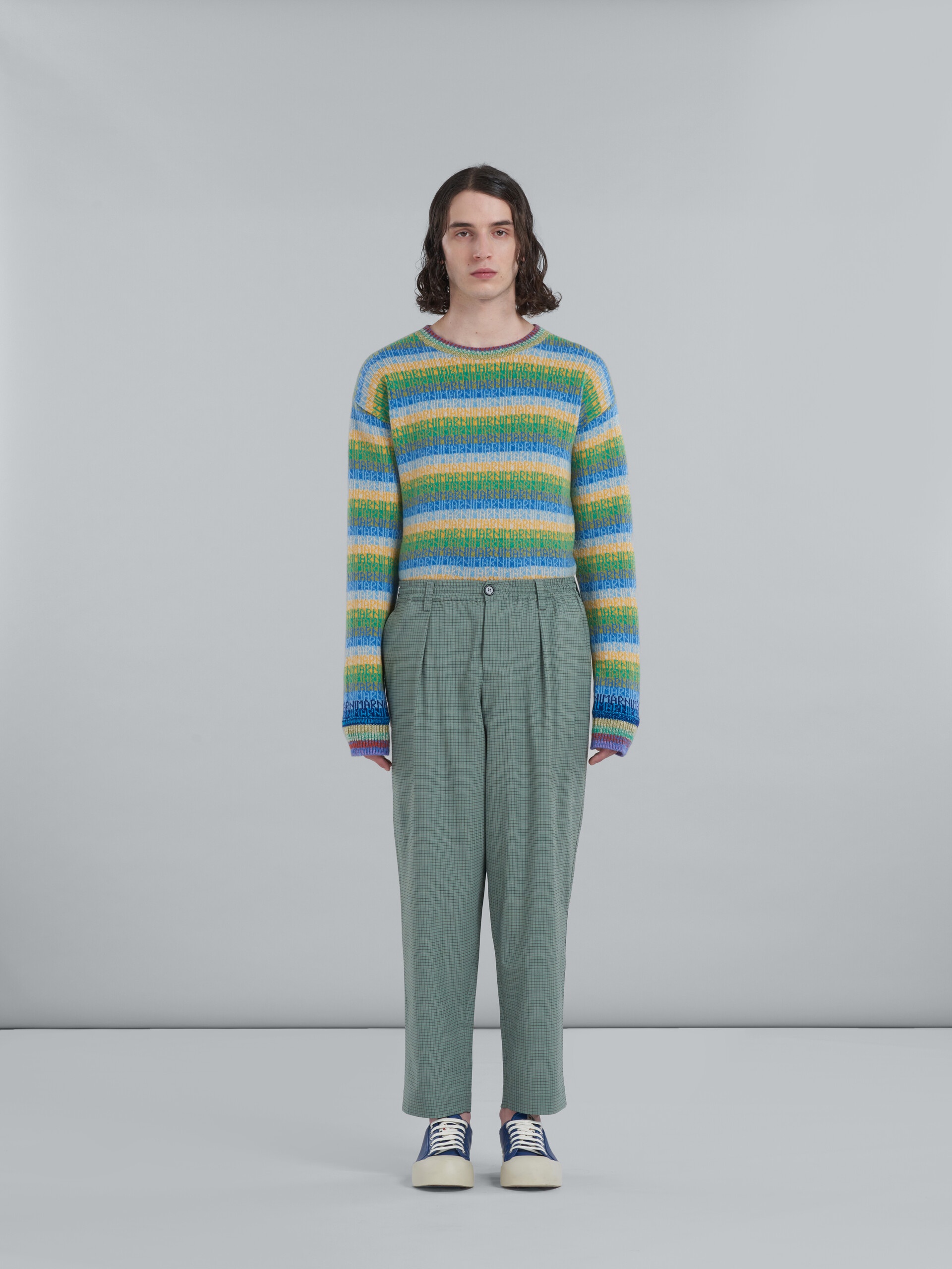GREEN CROPPED TROUSERS IN TROPICAL WOOL WITH CHECKS - 2