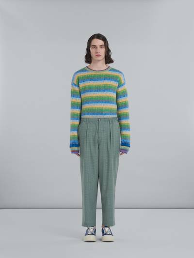 Marni GREEN CROPPED TROUSERS IN TROPICAL WOOL WITH CHECKS outlook