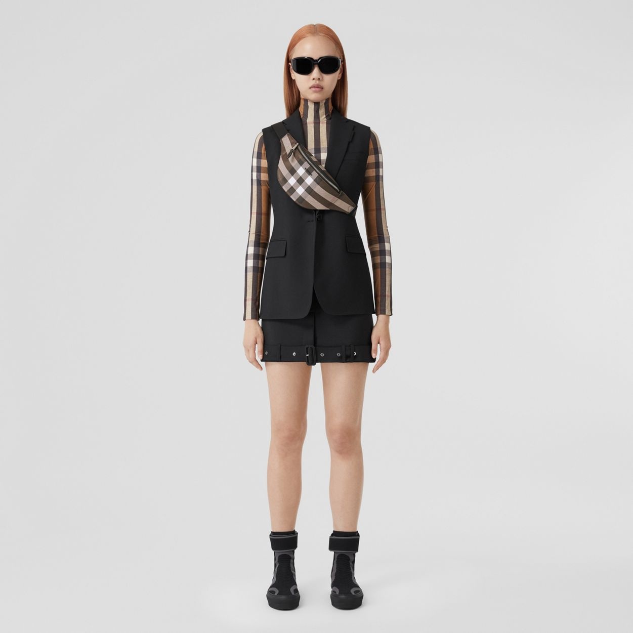 Mini Check and Leather Bum Bag - 8