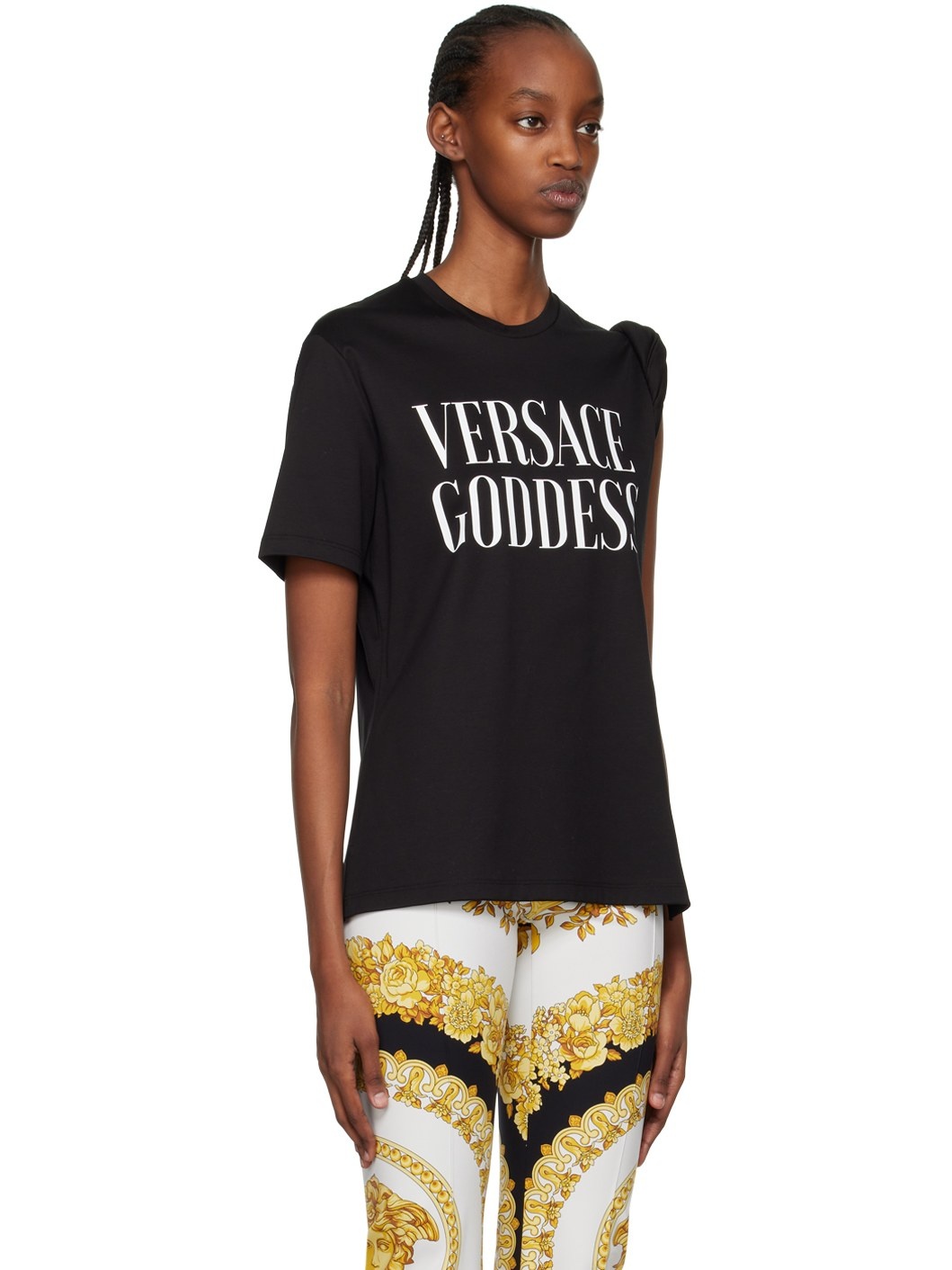 Black 'Goddess' Rolled T-Shirt - 2
