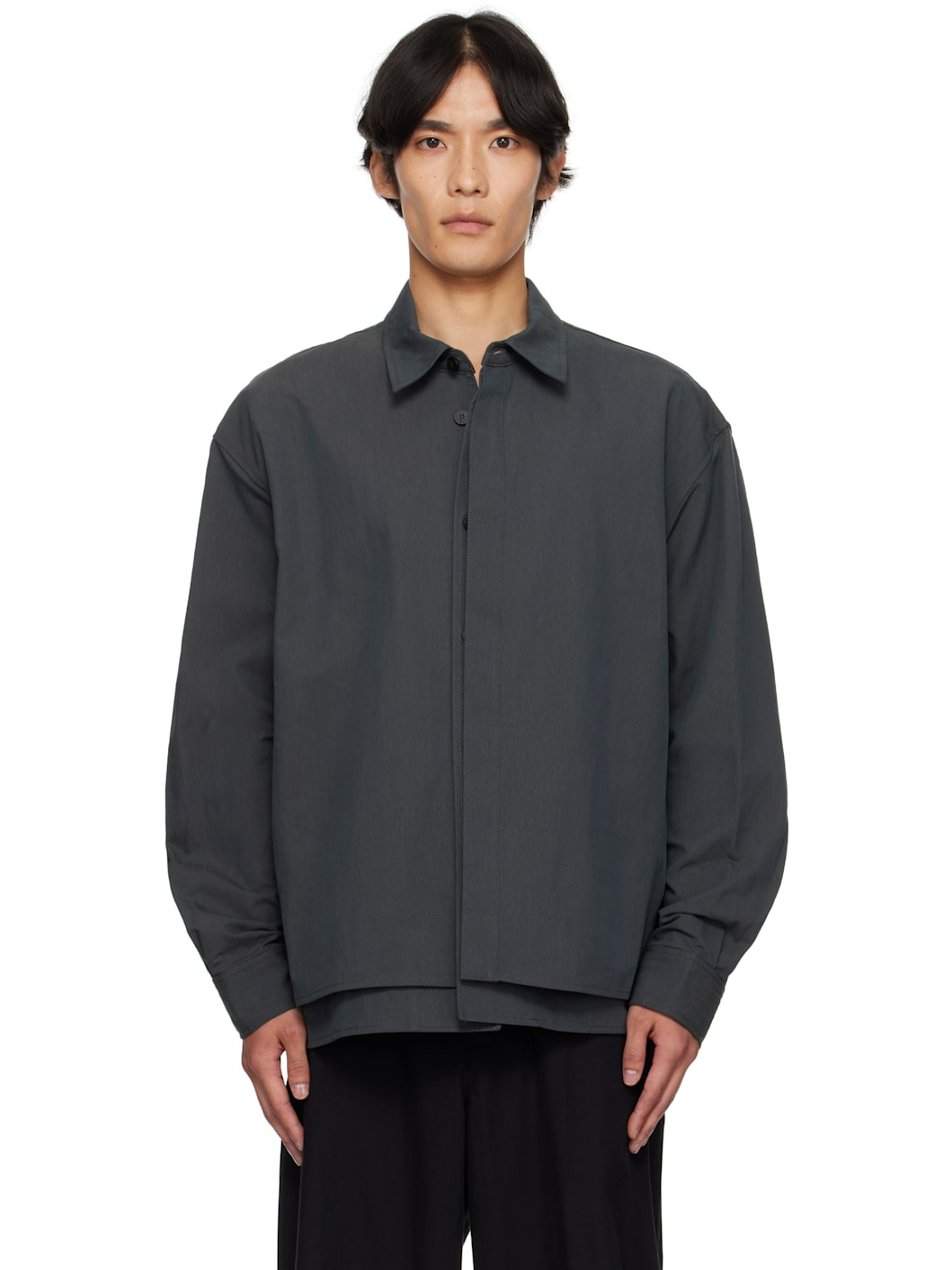 Gray Double Layered Relaxed Shirt - 1