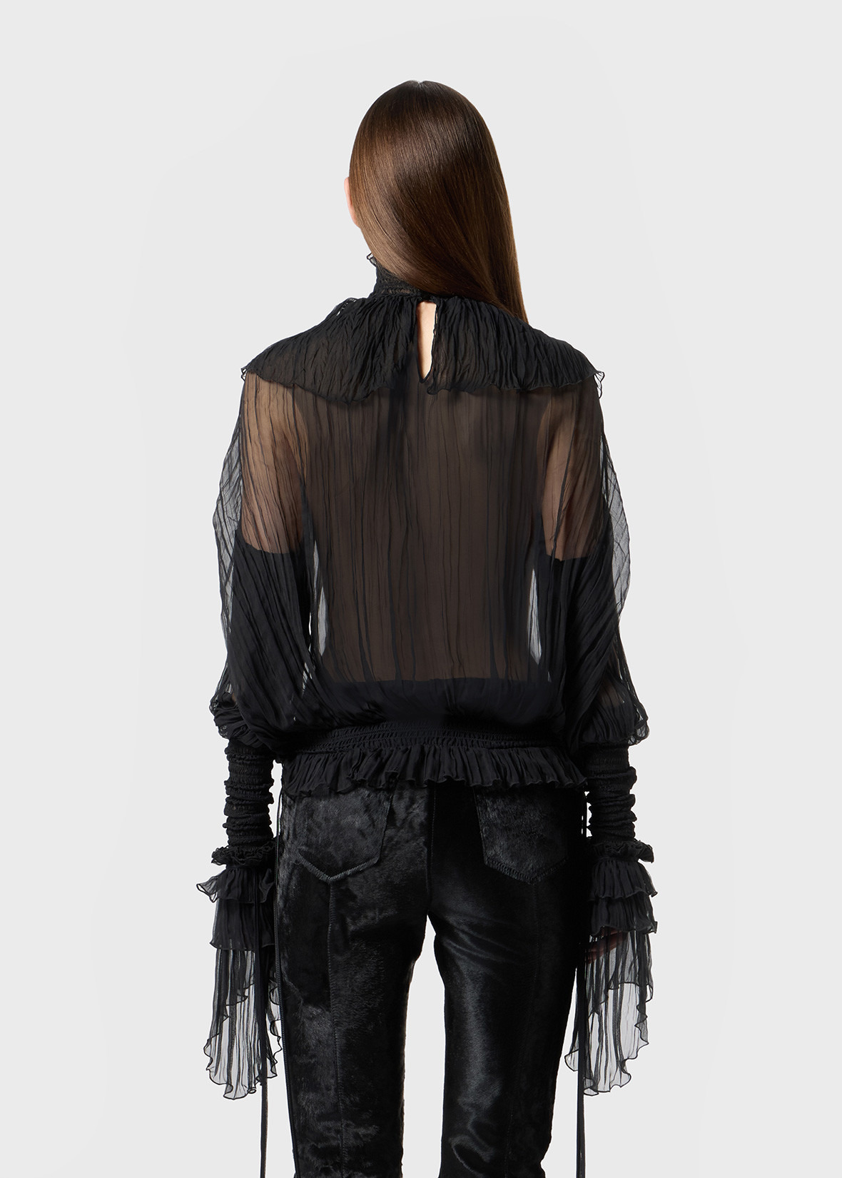 SILK CHIFFON BLOUSE WITH RUFFLES - 4