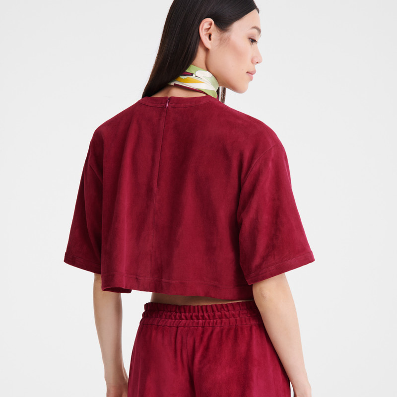 Leather crop top Beetroot - Leather 5