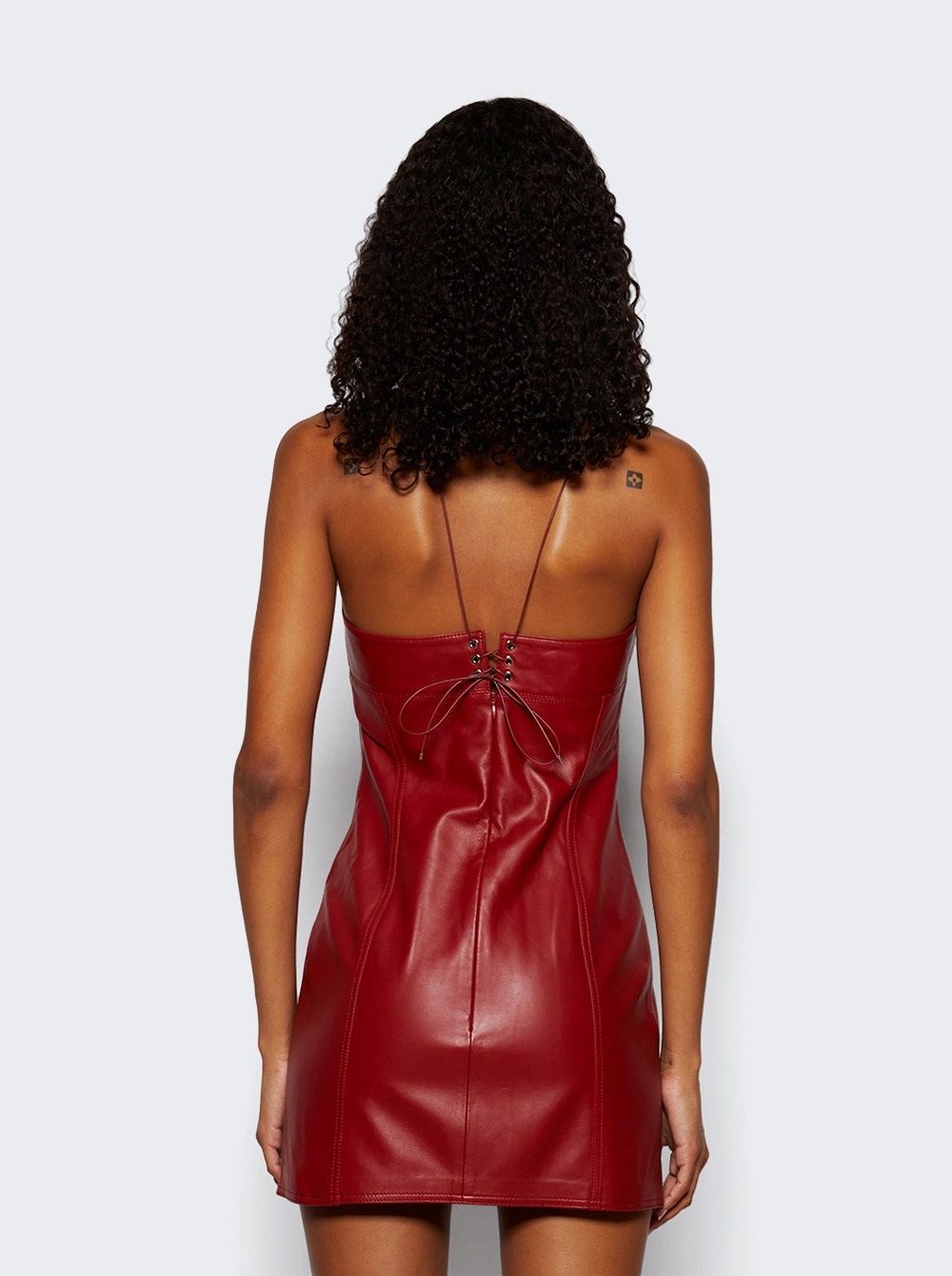 Cleavage Leather Mini Dress Red - 5