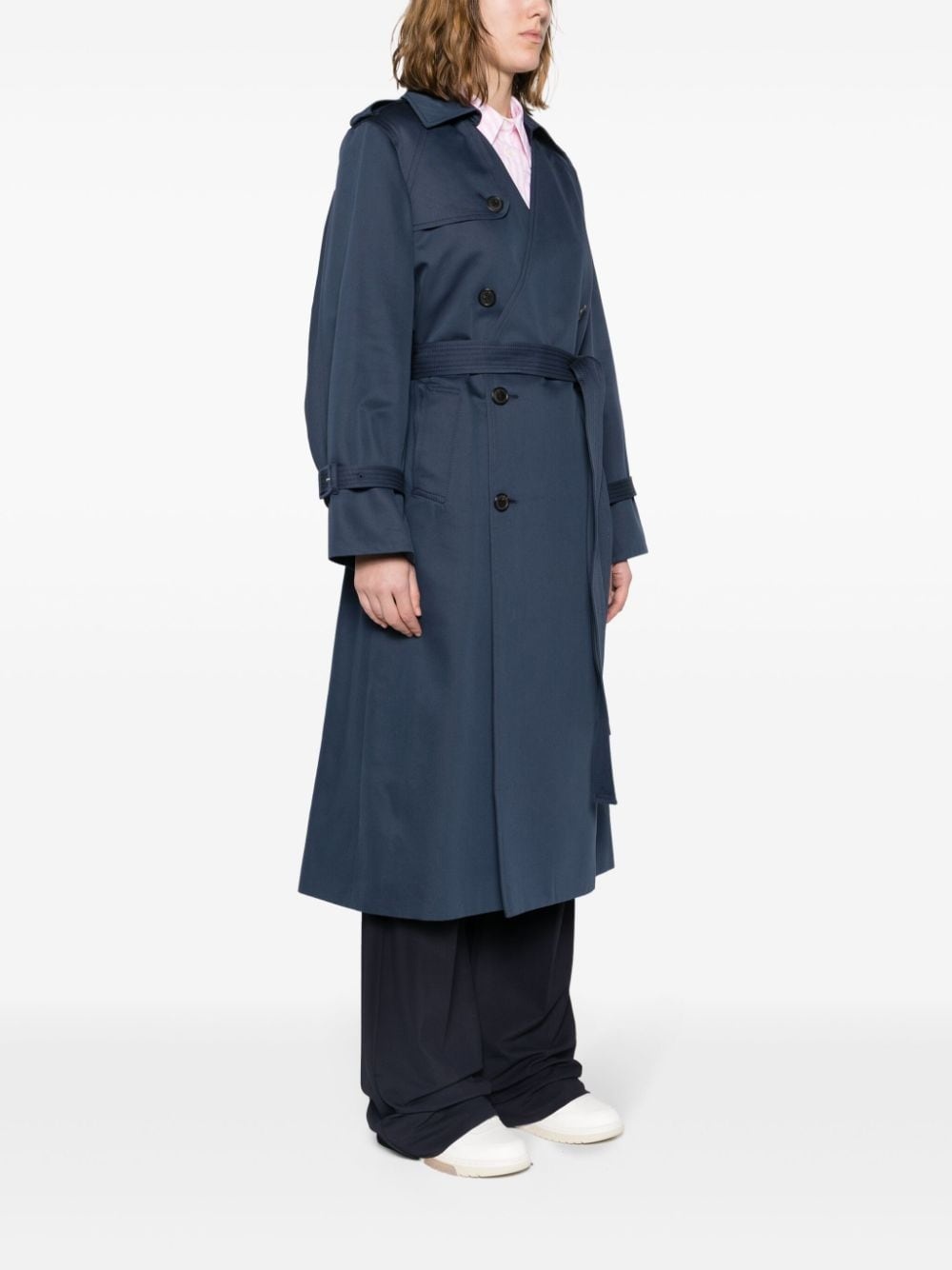 double-breasted belted trench coat - 3