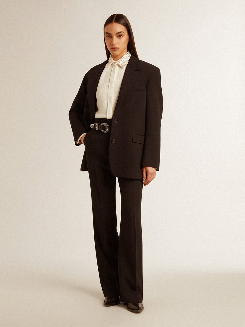 Women’s soft black pants in wool blend 4