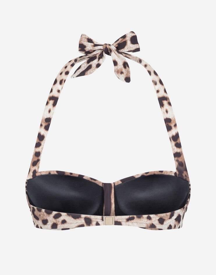 Padded bandeau bikini top with leopard print - 2