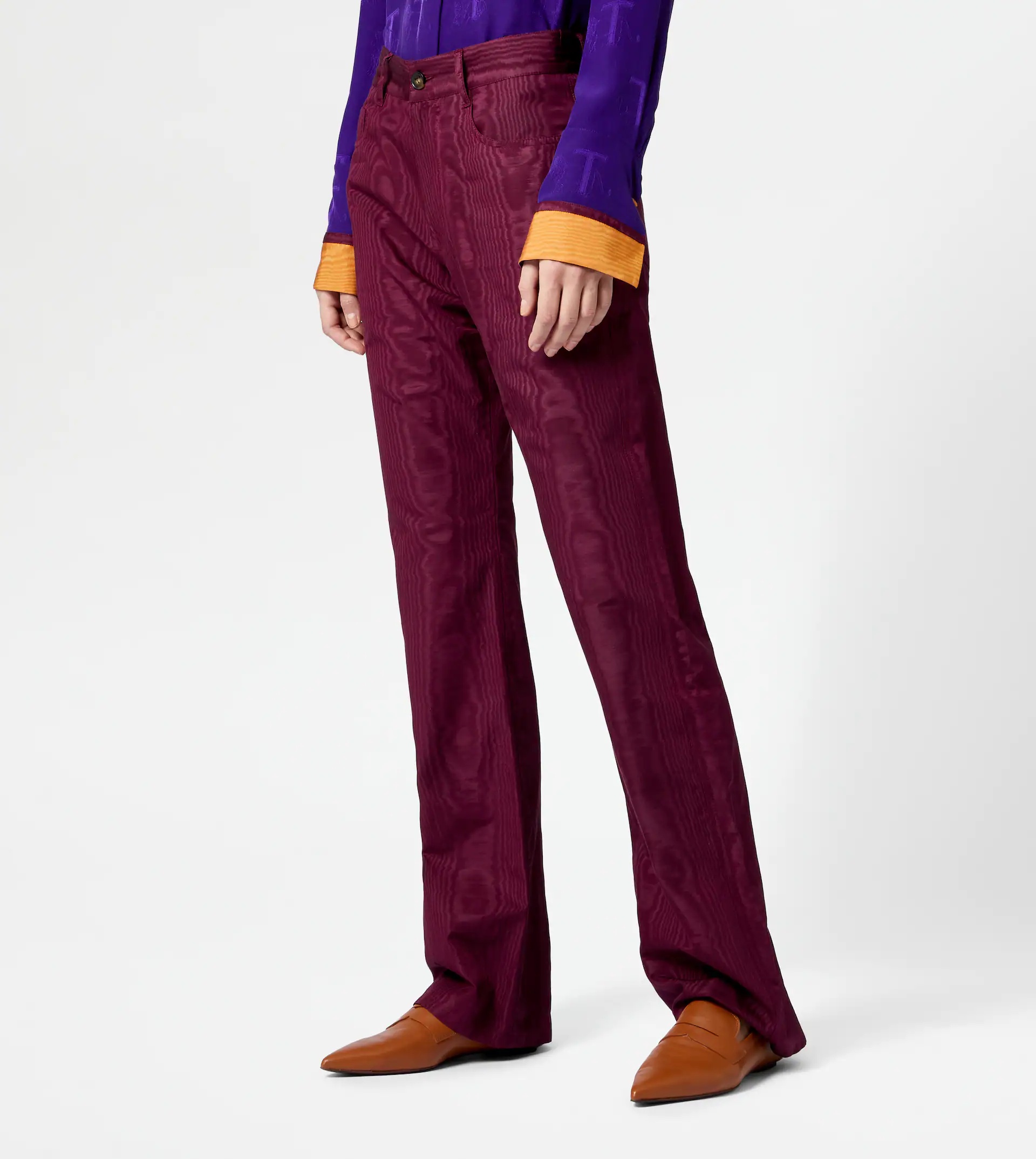 MOIRÉ TROUSERS - BURGUNDY - 7