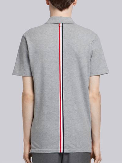 Thom Browne Light Grey Cotton Pique Center Back Stripe Relaxed Fit Polo outlook