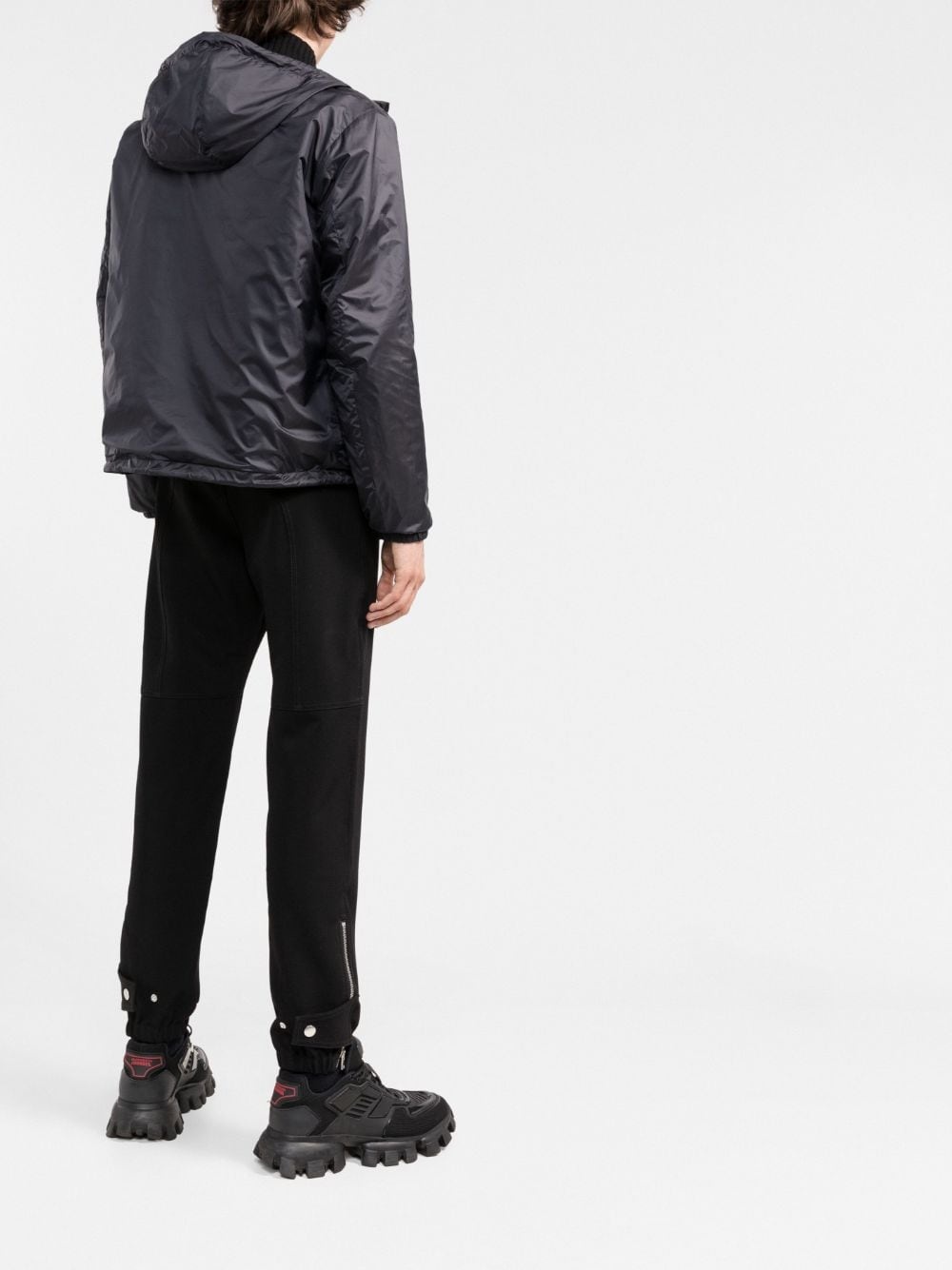 reversible logo-patch hooded jacket - 4