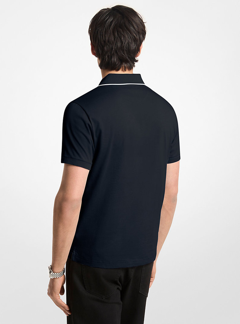 MICHAEL KORS Logo Trim Cotton Jersey Polo Shirt outlook