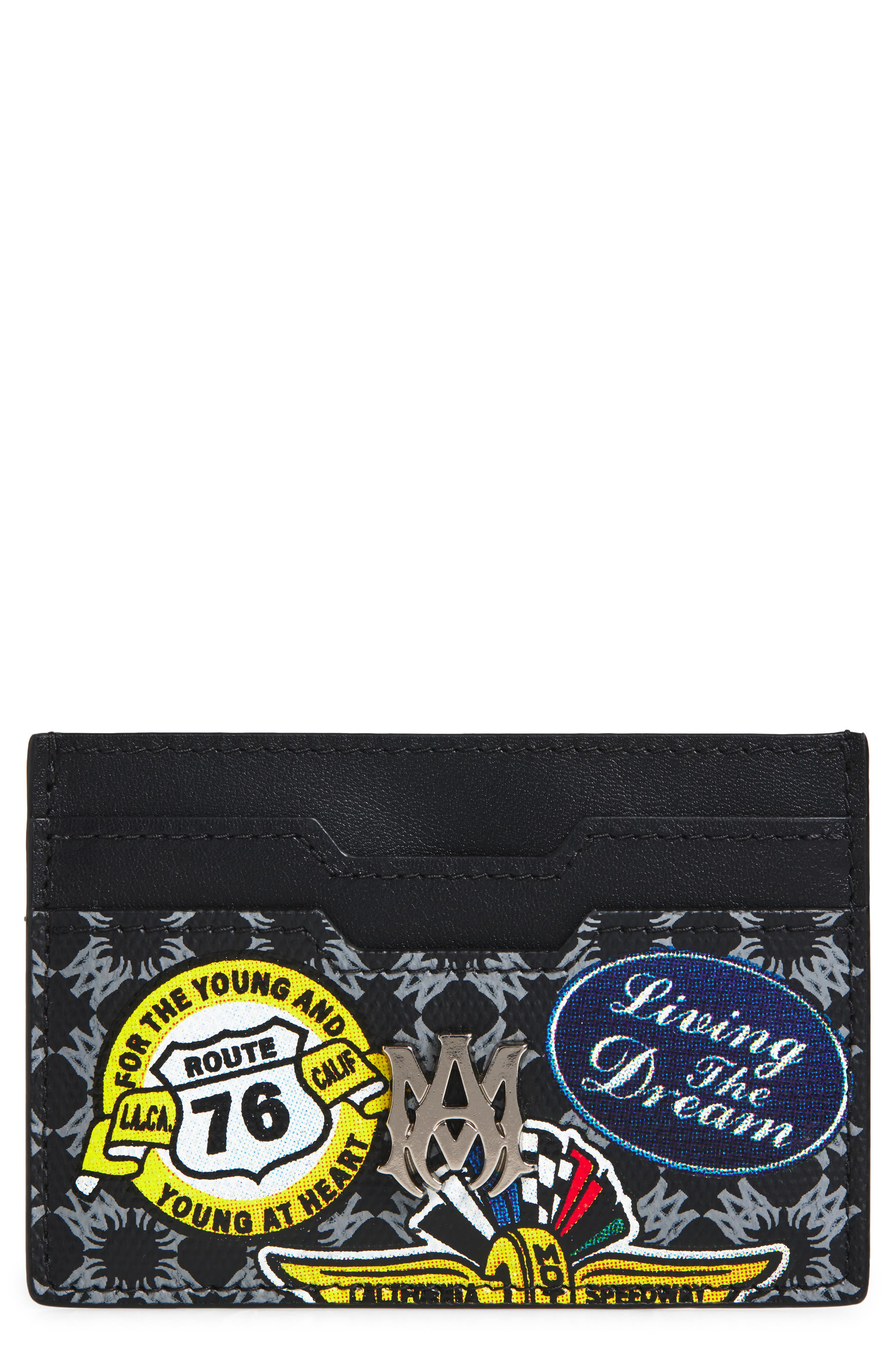 AMIRI Station Patch Coated Canvas Card Holder in Black at Nordstrom - 1